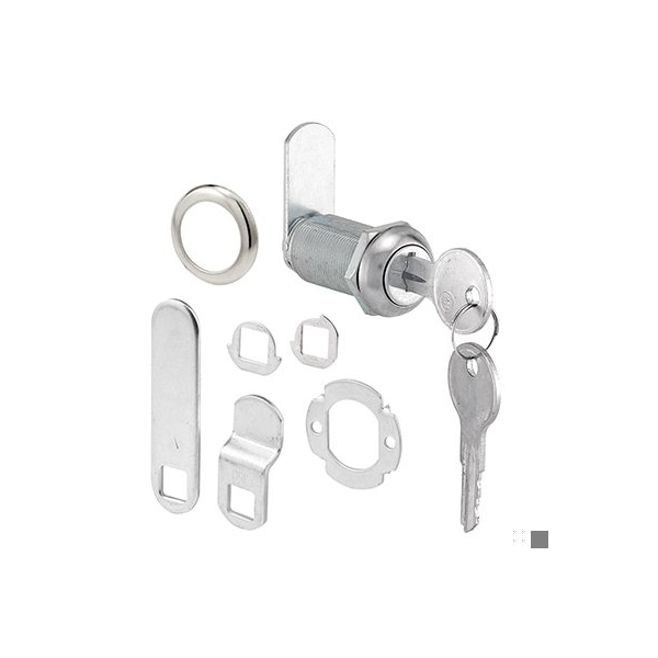 Prime-Line Drawer and Cabinet Lock, 1-3/8in, Diecast SS, Fits on 1in Max Panel Thickness, Keyed Different U 9950 - main